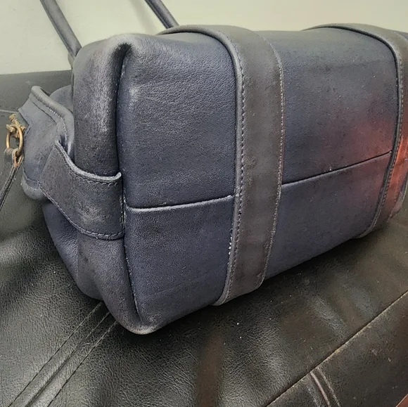 Vintage Coach Soft Satchel 4055 Navy Leather Double Handles 0210-918 early 1990s